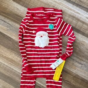 Carter's Festive Red and White Striped Santa Pajamas